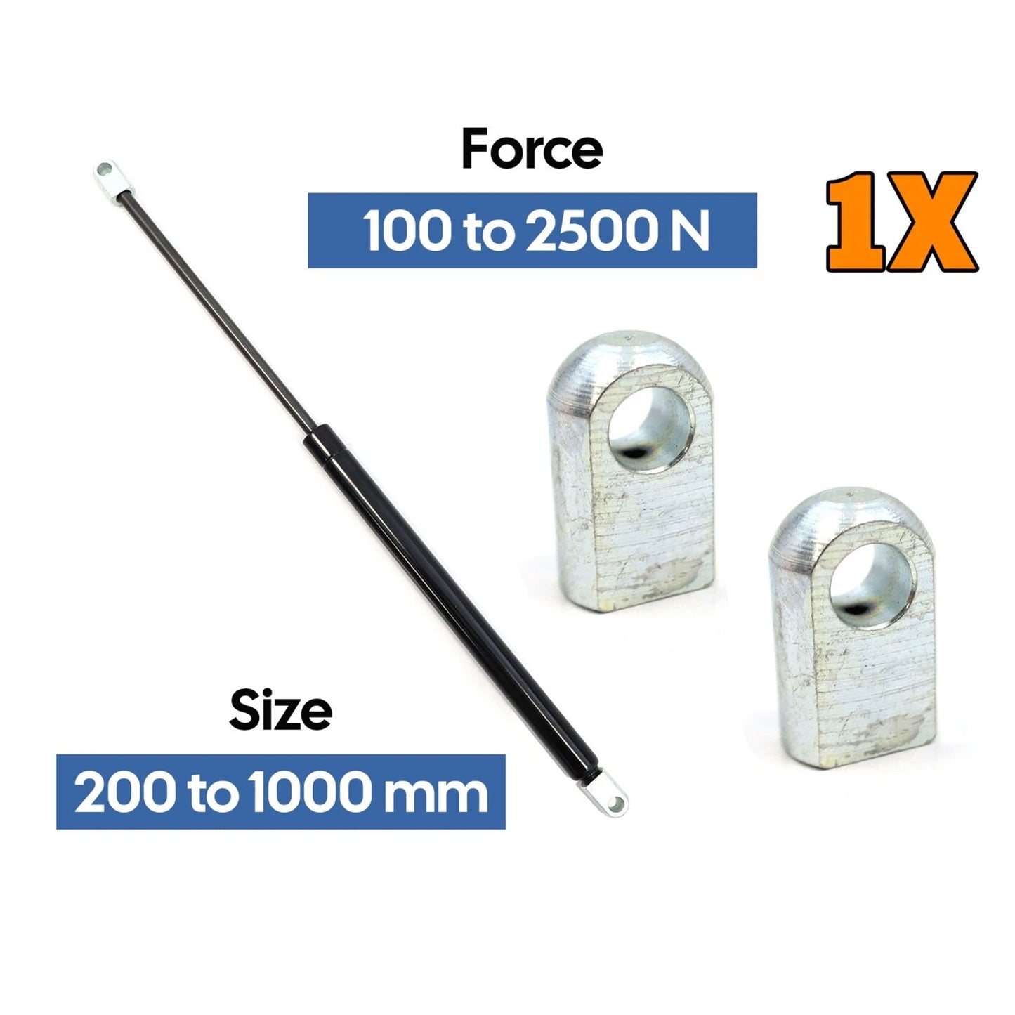 Universal Gas Strut 150mm-1000mm Multi Purpose 50N-2500N Eyelet Head Clips 1X