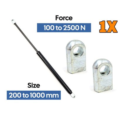 Universal Gas Strut 150mm-1000mm Multi Purpose 50N-2500N Eyelet Head Clips 1X